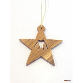 Olive Wood Christmas Decoration -Star Nativity