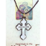 Olive Wood And Mother of Pearl Cross-Pendant
