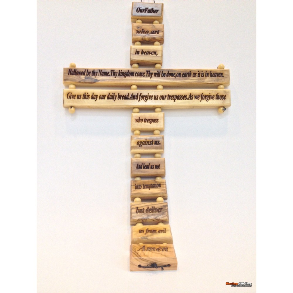 Olive Wood Our Father Cross