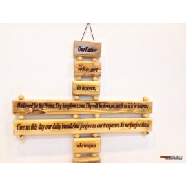 Olive Wood Cross Our Father-Large
