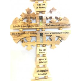 Olive wood Our Father Cross