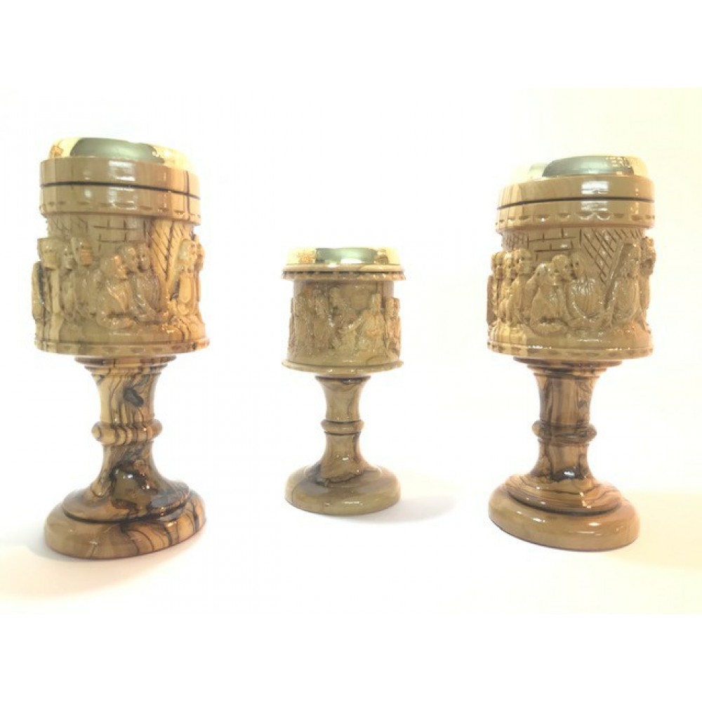 Olive Wood Chalice Master Piece Last Supper- Large