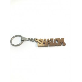 Olive Wood Key Chain -Shalom