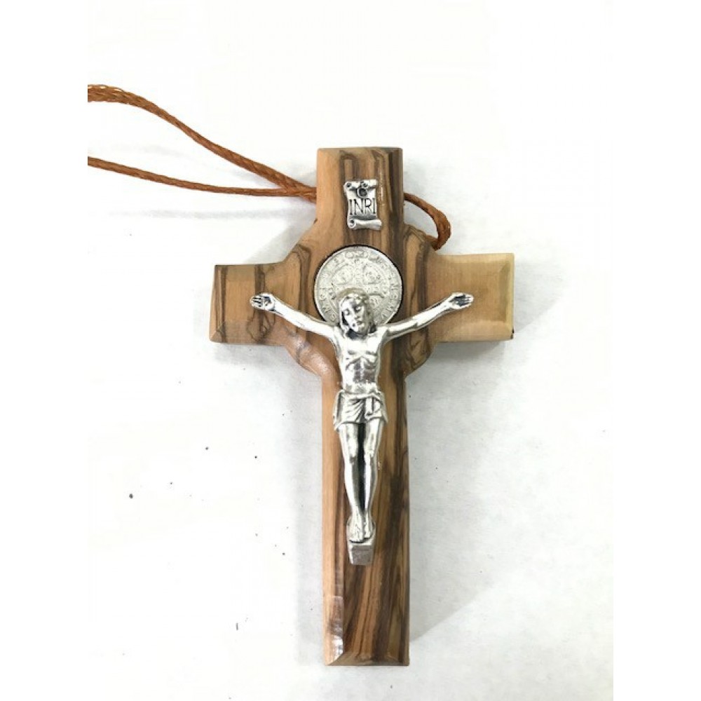 Olive wood cross  St Benedics