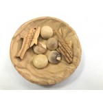 Olive wood loaved and fish on a plate 