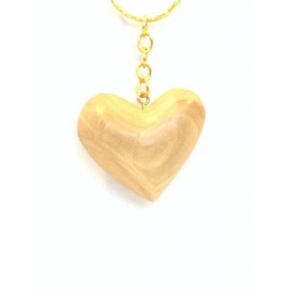 Olive Wood Heart Keychain