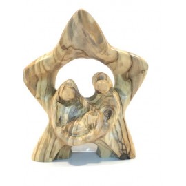 Olive wood star holy family 