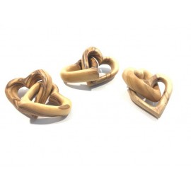 Olive Wood Double Hearts  Small