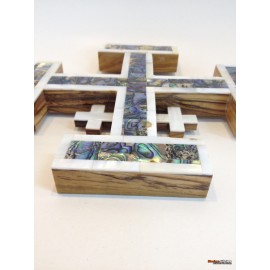 Olive Wood And Mother of Pearl Jerusalem Cross