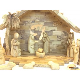 olive Wood Nativity Set and Crib