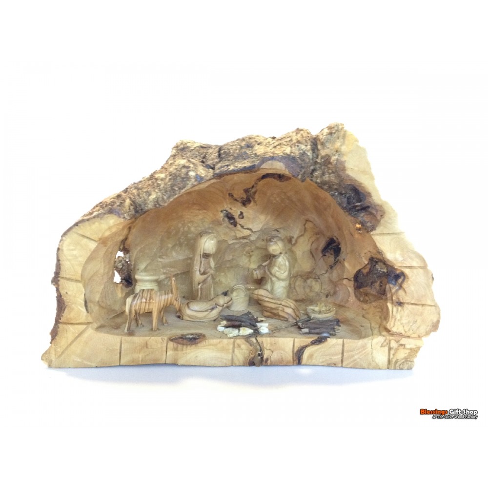 Olive Wood Nativity Set Cave 