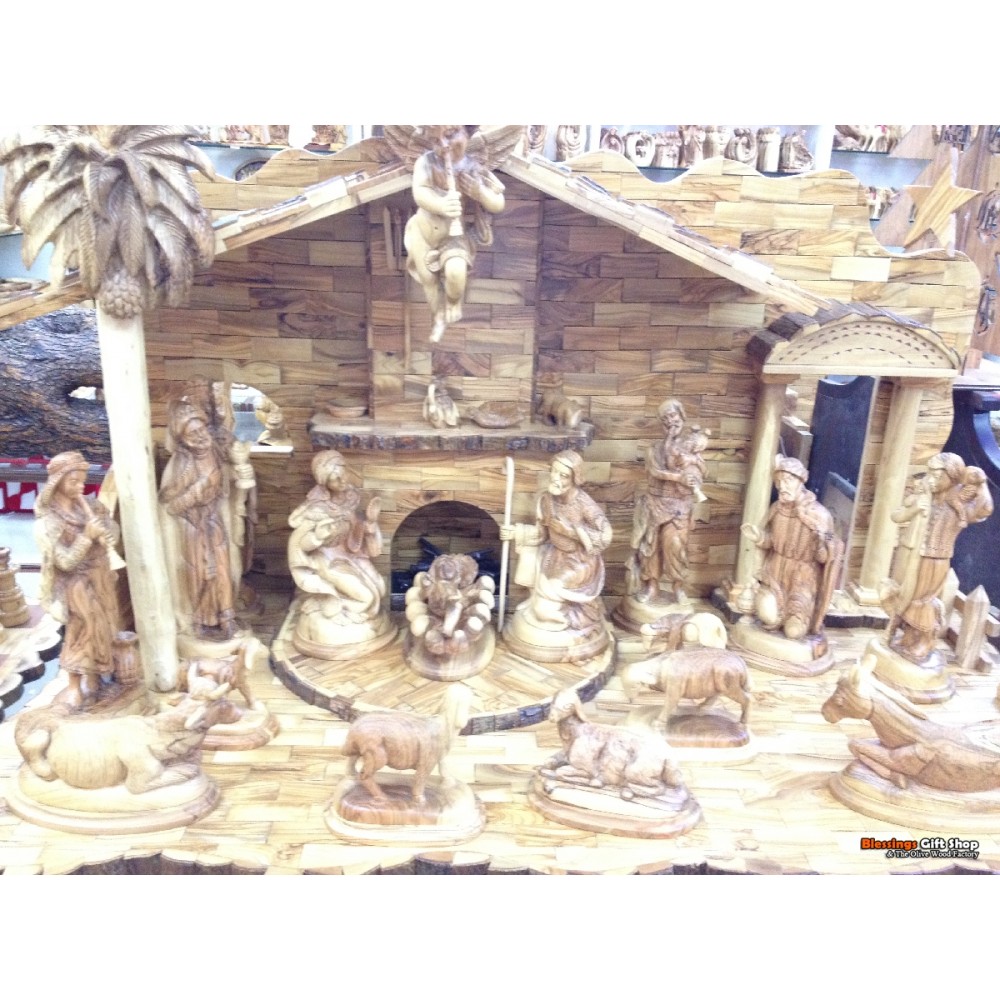 Olive Wood Nativity Set and House-Master Piece