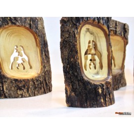Olive Wood Bark Nativity 