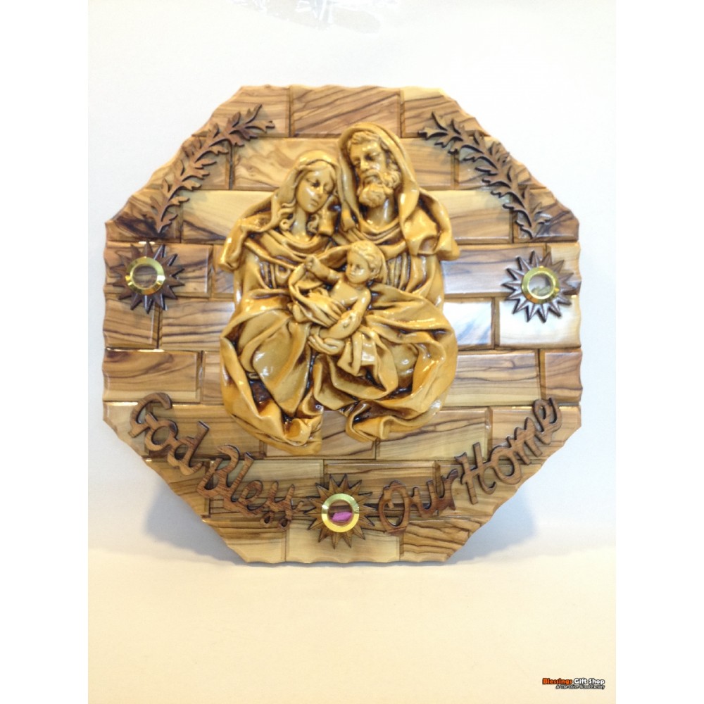 Olive Wood Holy Family Wall Plaque-Medium